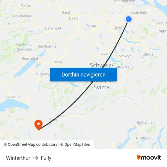 Winterthur to Fully map