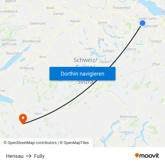 Herisau to Fully map