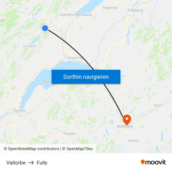 Vallorbe to Fully map