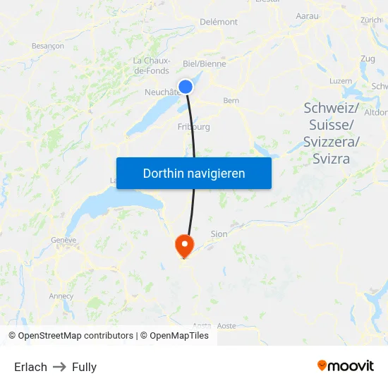 Erlach to Fully map