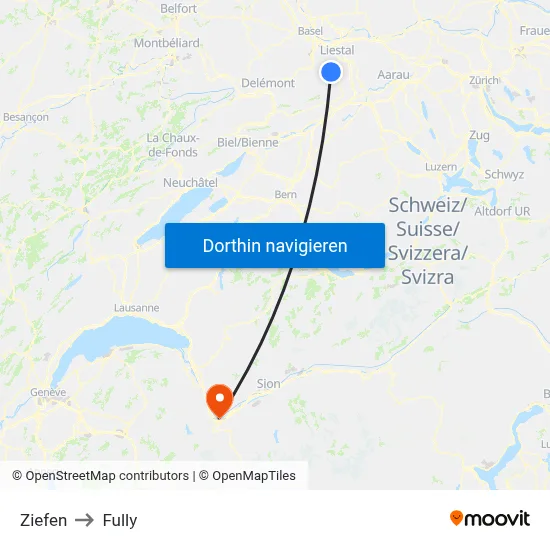 Ziefen to Fully map