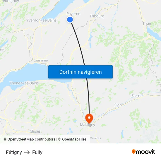 Fétigny to Fully map