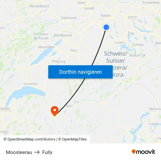 Moosleerau to Fully map