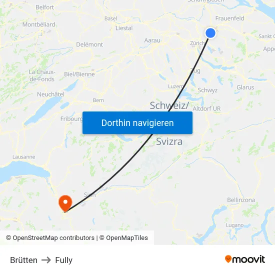 Brütten to Fully map