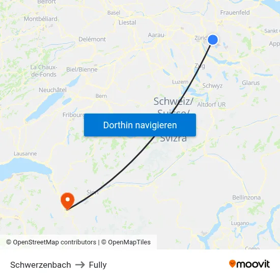 Schwerzenbach to Fully map