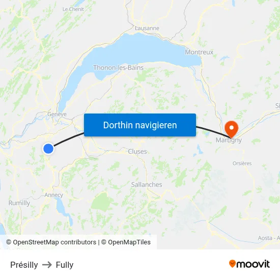 Présilly to Fully map
