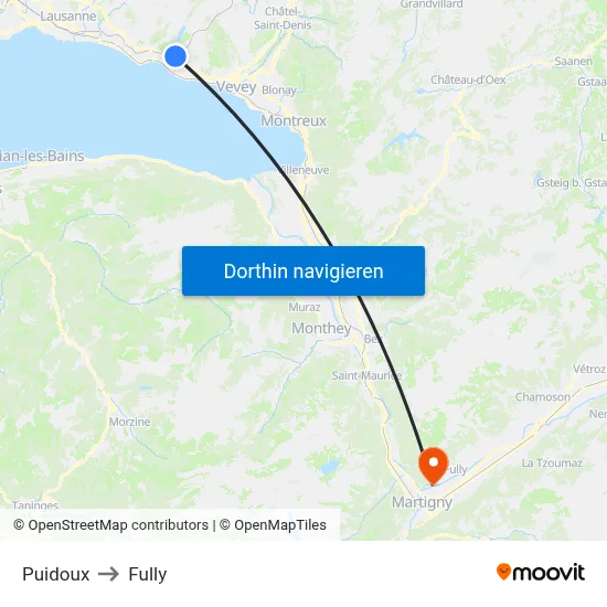 Puidoux to Fully map