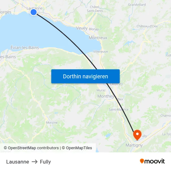 Lausanne to Fully map