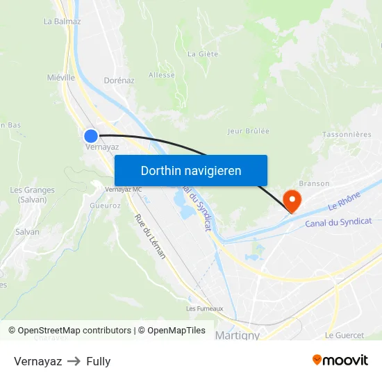Vernayaz to Fully map