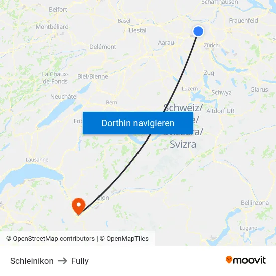 Schleinikon to Fully map
