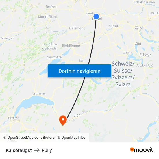 Kaiseraugst to Fully map