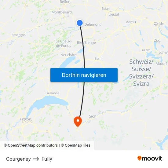 Courgenay to Fully map