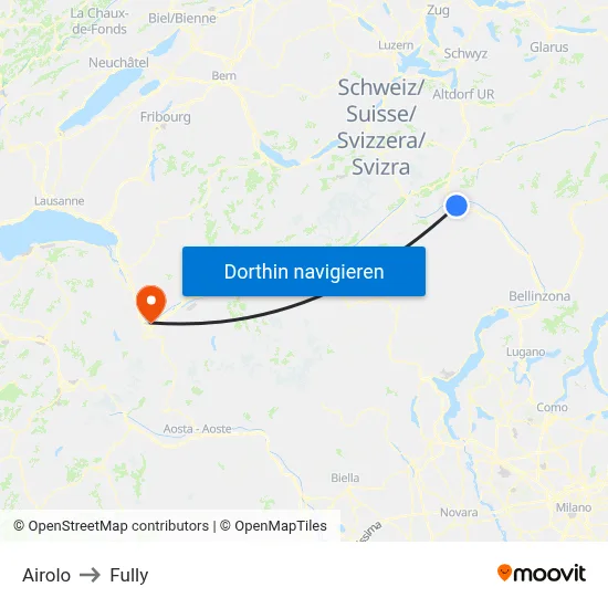 Airolo to Fully map