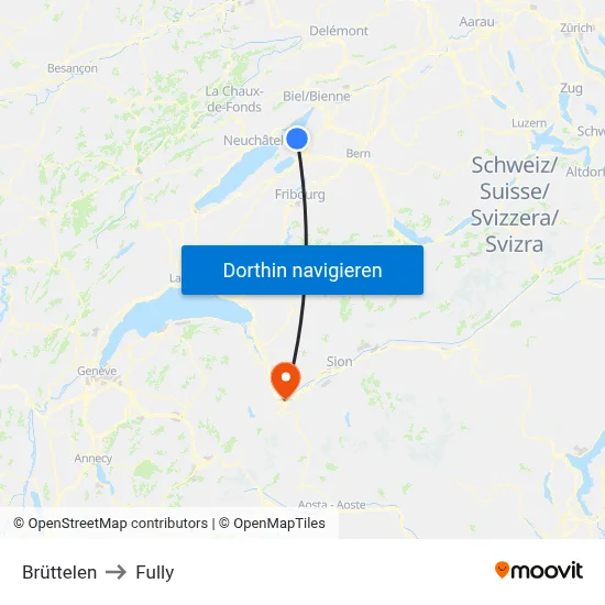 Brüttelen to Fully map