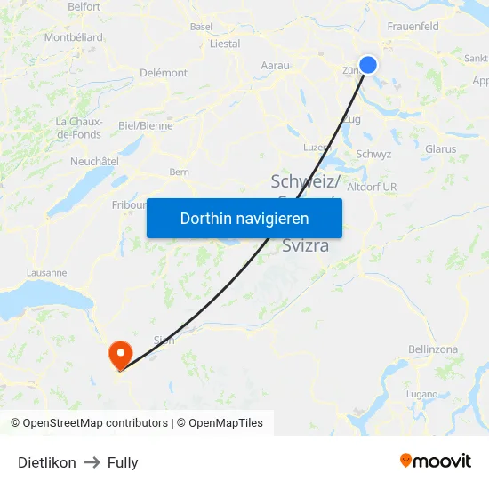 Dietlikon to Fully map