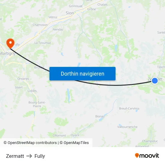 Zermatt to Fully map