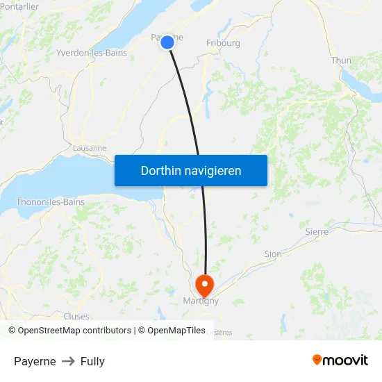 Payerne to Fully map