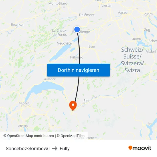 Sonceboz-Sombeval to Fully map