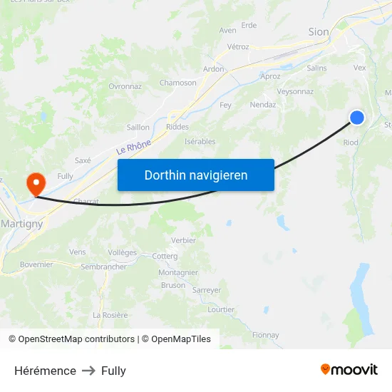 Hérémence to Fully map