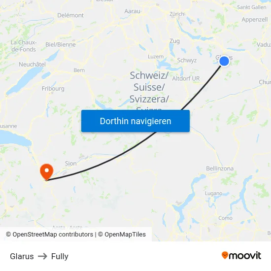 Glarus to Fully map