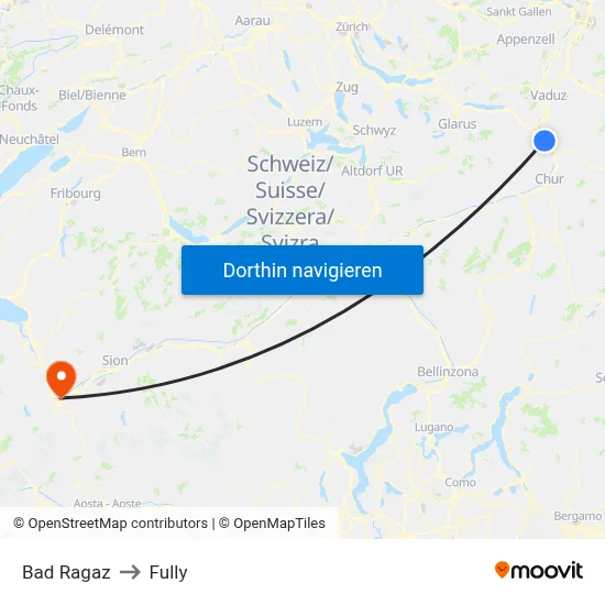 Bad Ragaz to Fully map
