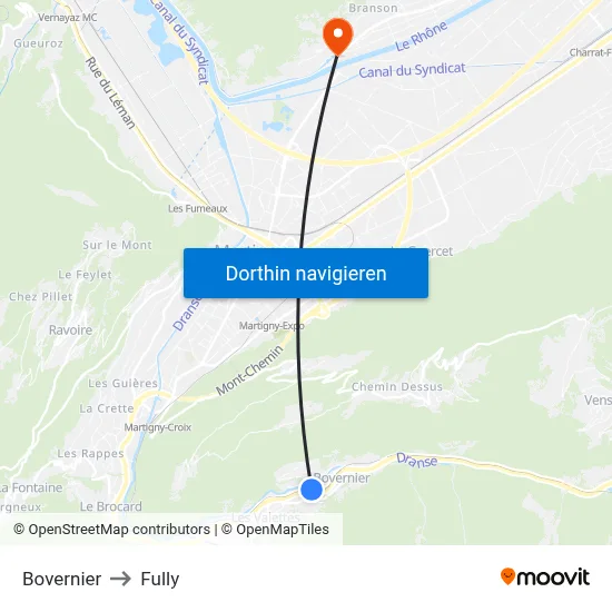 Bovernier to Fully map