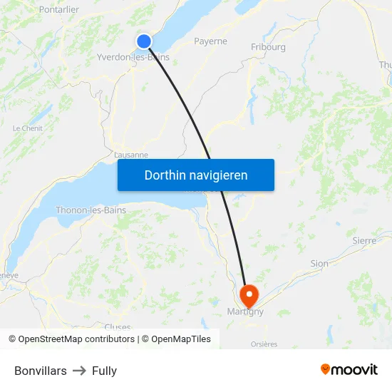 Bonvillars to Fully map