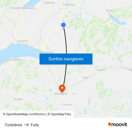 Corbières to Fully map