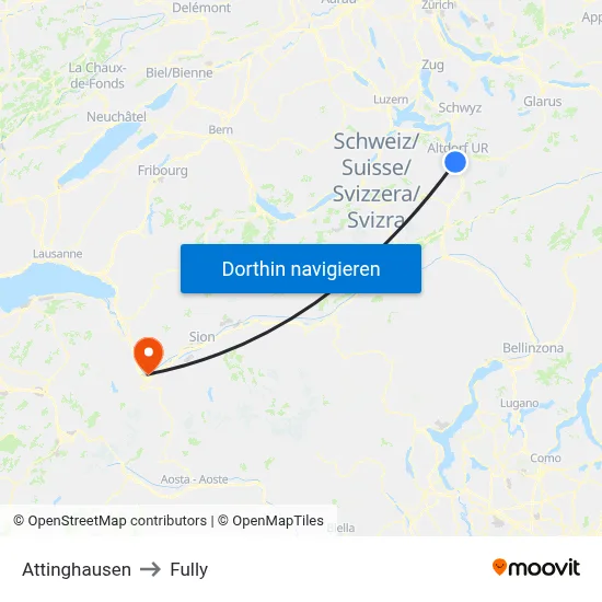 Attinghausen to Fully map