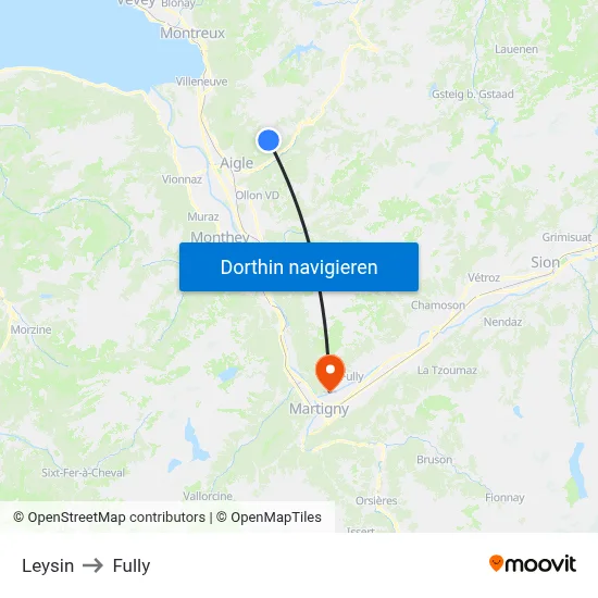 Leysin to Fully map