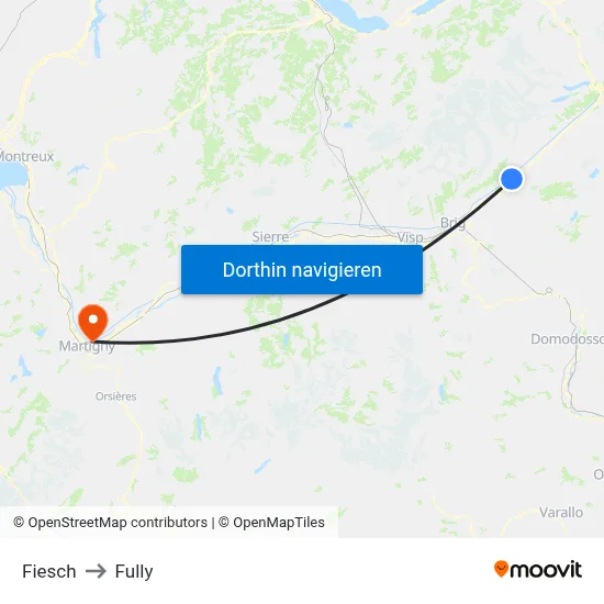 Fiesch to Fully map