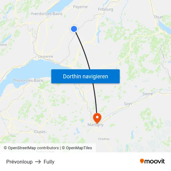 Prévonloup to Fully map