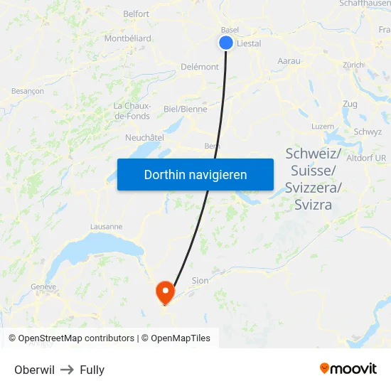 Oberwil to Fully map
