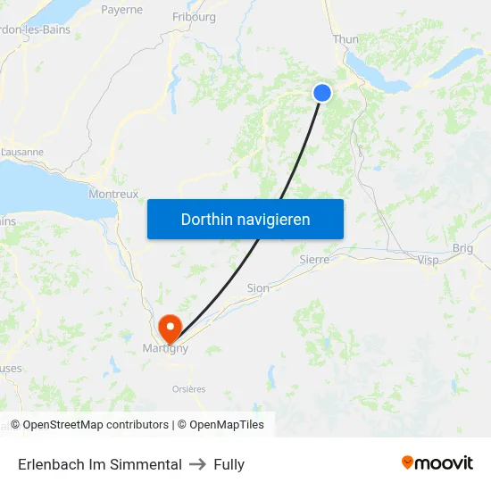 Erlenbach Im Simmental to Fully map