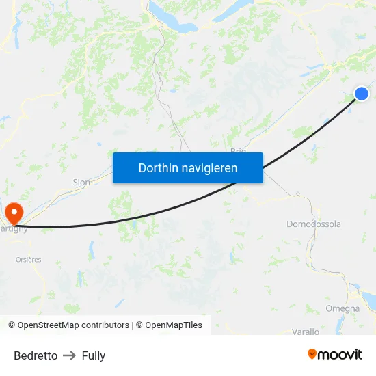 Bedretto to Fully map