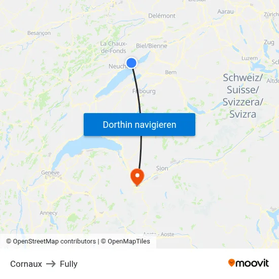Cornaux to Fully map