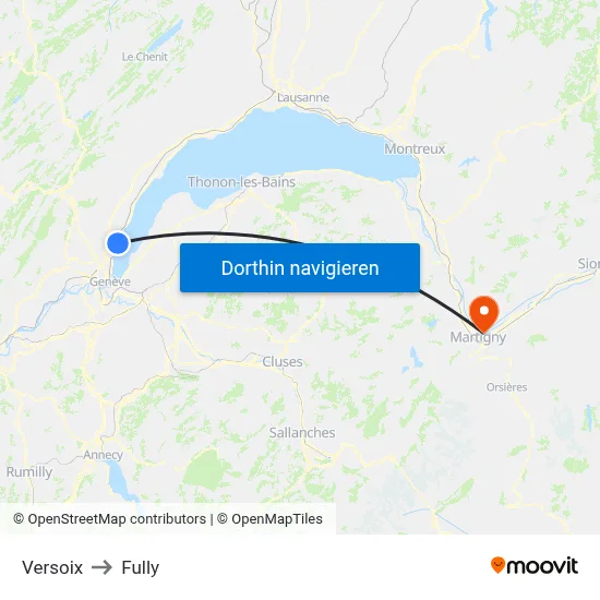 Versoix to Fully map