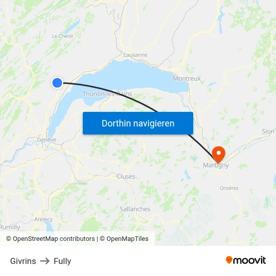 Givrins to Fully map