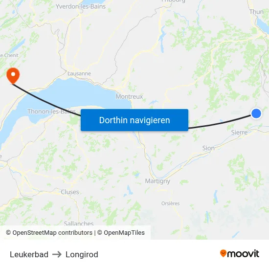 Leukerbad to Longirod map