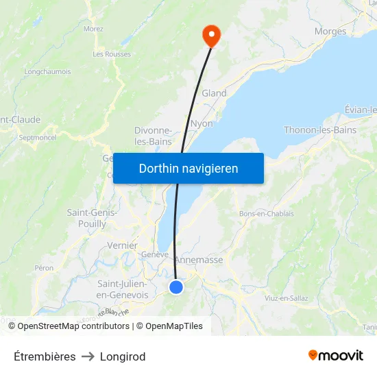 Étrembières to Longirod map