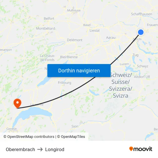 Oberembrach to Longirod map