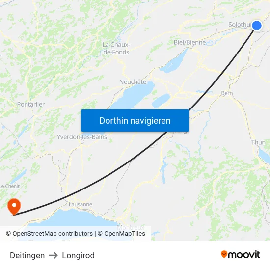 Deitingen to Longirod map