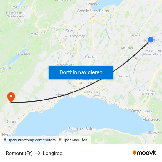 Romont (Fr) to Longirod map