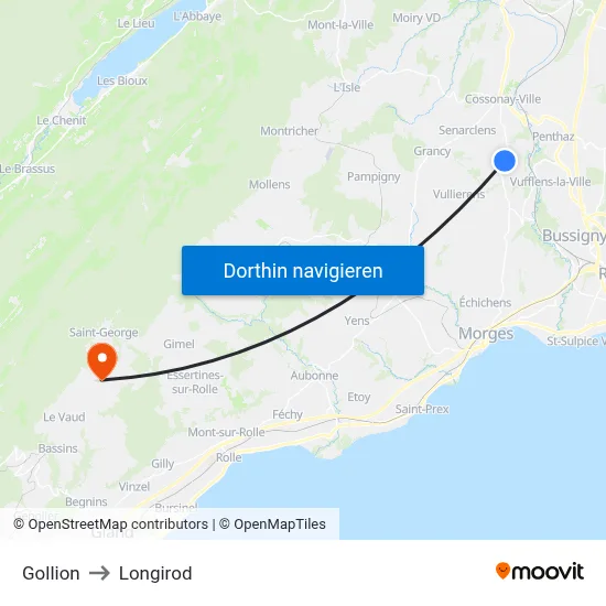 Gollion to Longirod map