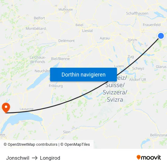 Jonschwil to Longirod map