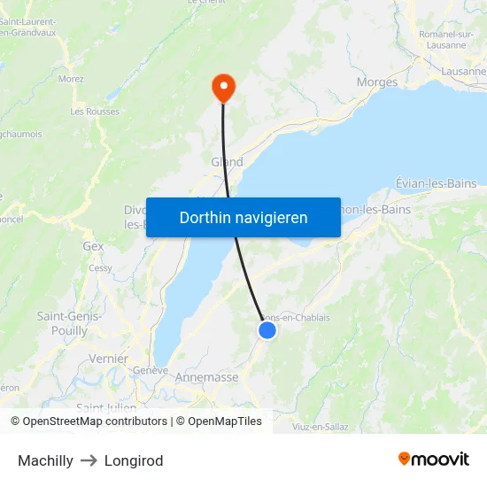 Machilly to Longirod map