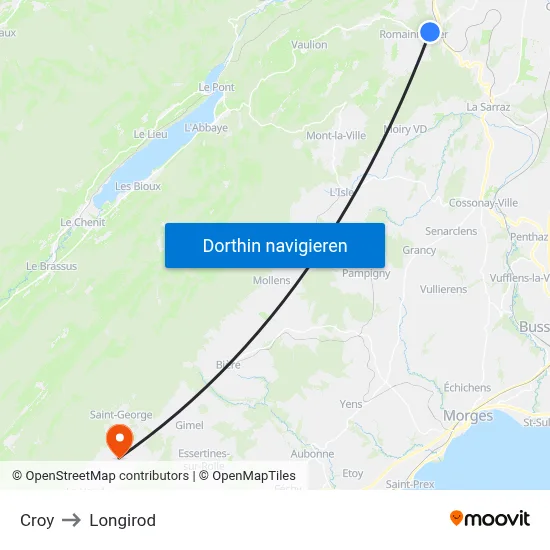 Croy to Longirod map