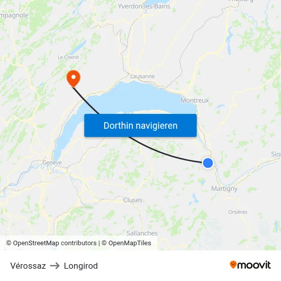 Vérossaz to Longirod map