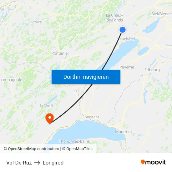 Val-De-Ruz to Longirod map