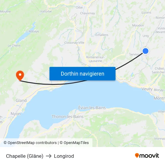 Chapelle (Glâne) to Longirod map